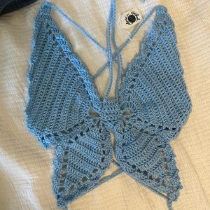 Handmade crochet butterfly top